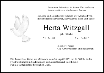 Anzeige von Herta Witzgall von MGO