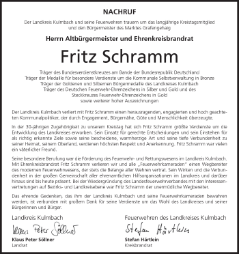 Anzeige von Fritz Schramm von MGO