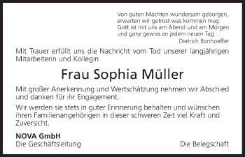Anzeige von Sophia Müller von MGO