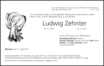 Anzeige von Ludwig Zehnter von MGO