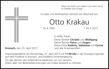 Anzeige von Otto Krakau von MGO