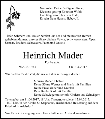 Anzeige von Heinrich Mader von MGO