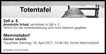Anzeige von Totentafel vom 18.04.2017 von MGO