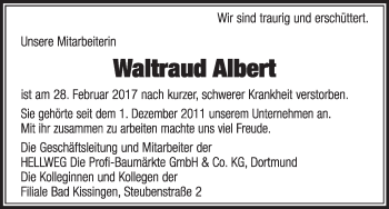 Anzeige von Waltraud Albert von MGO