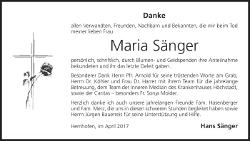 Anzeige von Maria Sänger von MGO