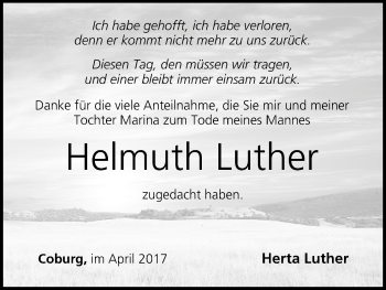 Anzeige von Helmuth Luther von MGO
