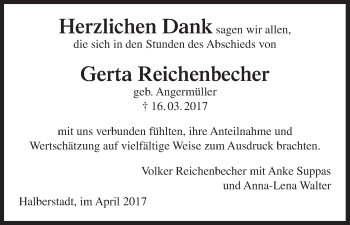 Anzeige von Gerta Reichenbecher von MGO