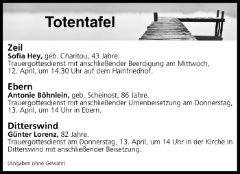 Anzeige von Totentafel vom 12.04.2017 von MGO