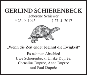 Anzeige von Gerlind Schierenbeck von MGO