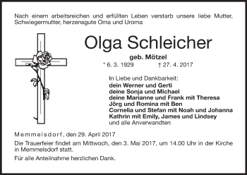 Anzeige von Olga Schleicher von MGO