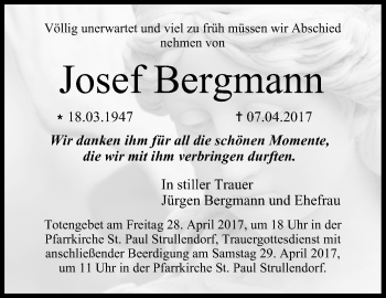 Anzeige von Josef Bergmann von MGO