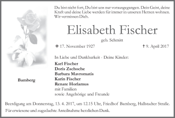 Anzeige von Elisabeth Fischer von MGO