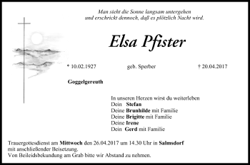 Anzeige von Elsa Pfister von MGO
