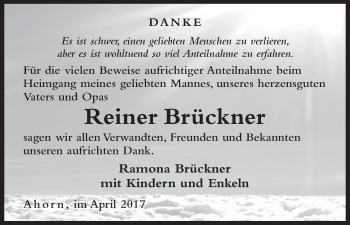 Anzeige von Reiner Brückner von MGO