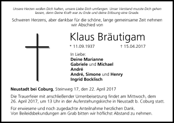 Anzeige von Klaus Bräutigam von MGO