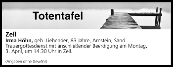 Anzeige von Totentafel vom 01.04.2017 von MGO