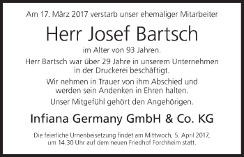 Anzeige von Josef Bartsch von MGO