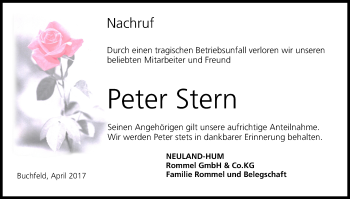 Anzeige von Peter Stern von MGO