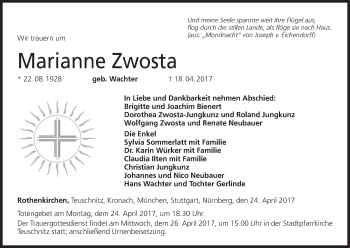 Anzeige von Marianne Zwosta von MGO