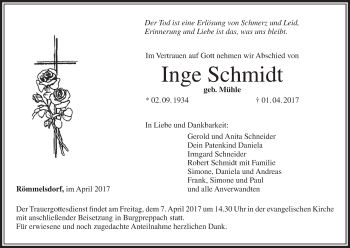 Anzeige von Inge Schmidt von MGO