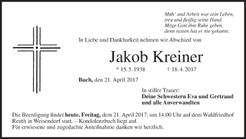 Anzeige von Jakob Kreiner von MGO