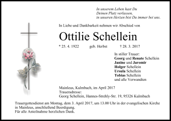 Anzeige von Ottilie Schellein von MGO