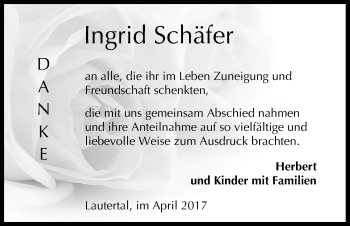 Anzeige von Ingrid Schäfer von MGO