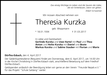 Anzeige von Theresia Kurzka von MGO