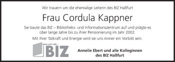 Anzeige von Cordula Kappner von MGO