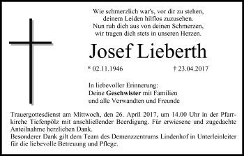 Anzeige von Josef Lieberth von MGO