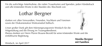 Anzeige von Lothar Bergner von MGO