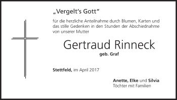 Anzeige von Gertraud Rinneck von MGO