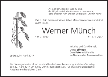 Anzeige von Werner Münch von MGO