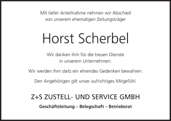 Anzeige von Horst Scherbel von MGO