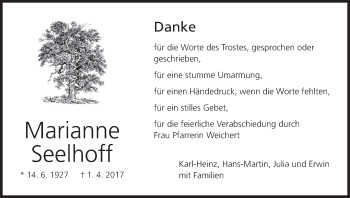 Anzeige von Marianne Seelhoff von MGO