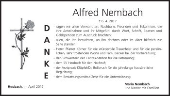 Anzeige von Alfred Nembach von MGO