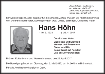 Anzeige von Hans Hhn von MGO