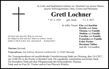 Anzeige von Gretl Lochner von MGO