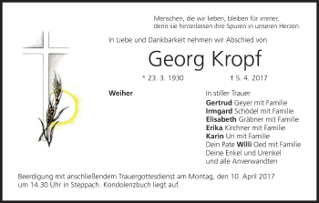 Anzeige von Georg Kropf von MGO