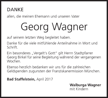 Anzeige von Georg Wagner von MGO