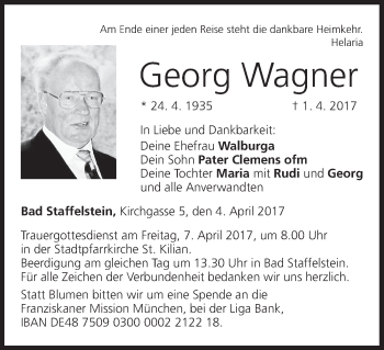 Anzeige von Georg Wagner von MGO