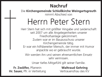 Anzeige von Peter Stern von MGO