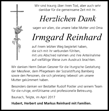 Anzeige von Irmgard Reinhard von MGO