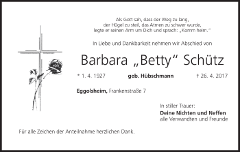 Anzeige von Barbara Schütz von MGO