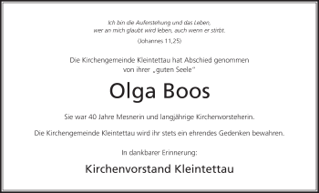 Anzeige von Olga Boos von MGO