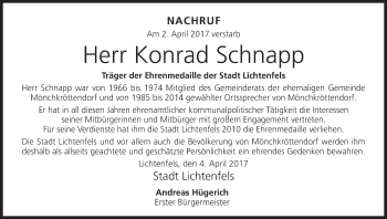 Anzeige von Konrad Schnapp von MGO