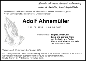 Anzeige von Adolf Ahnemüller von MGO