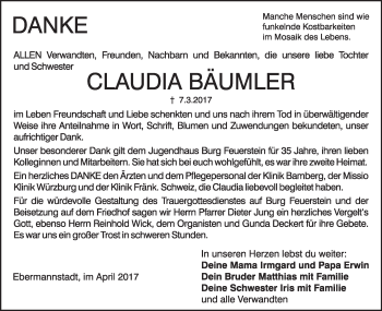 Anzeige von Claudia Bäumler von MGO