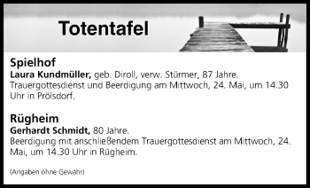 Anzeige von Totentafel vom 24.05.2017 von MGO