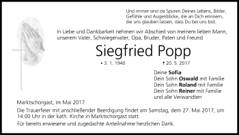 Anzeige von Siegfried Popp von MGO